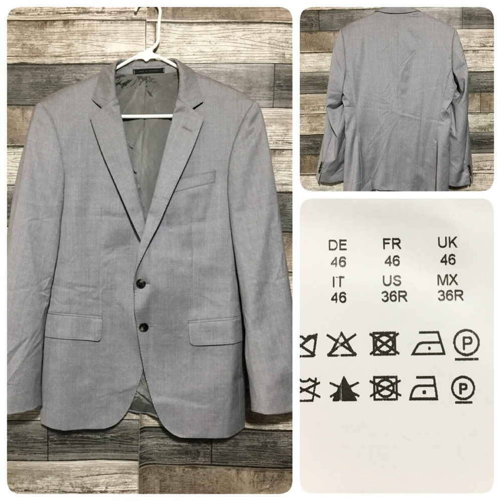 Hugo Boss Wool Blazer Men’s 36R Gray Super 120 Trabaldo Togna 1840 Italy (FLAWS)